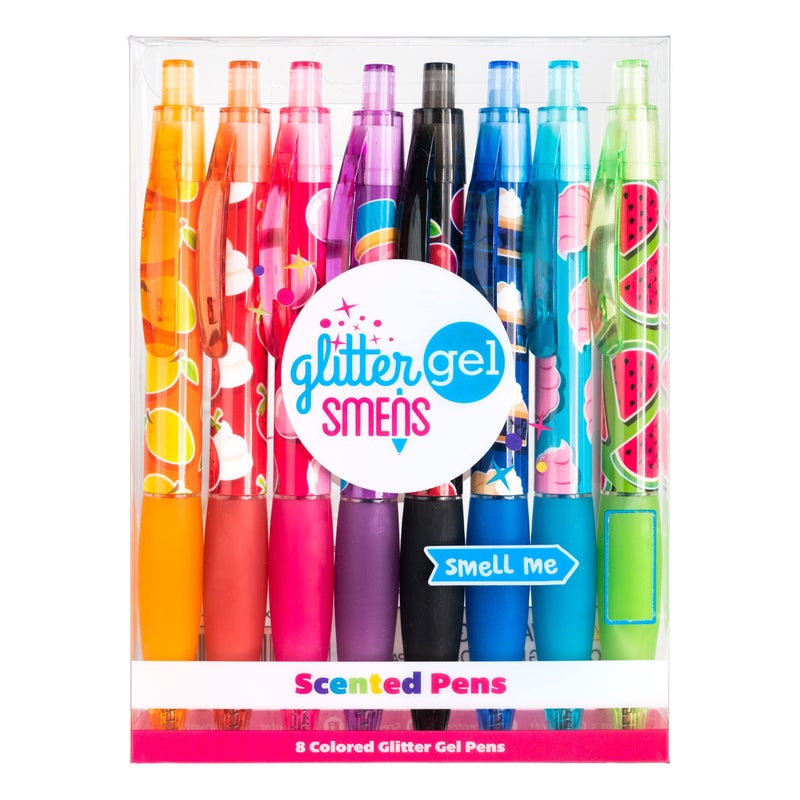 Scentco Glitter Gel Smens - Patented Gourmet Scented Colored Glitter Gel Ink Pens, Medium Point, 8 Count - Fun, Cute, Cool, Smelly Pens for Kids - Image 2